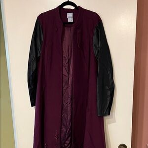 Disney Frozen II Women's Burgundy and Black Trench/Cape Coat - Pleather Sleeves